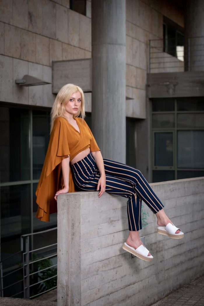 HIGH WAIST STRIPY TROUSERS STELIOS KOUDOUNARIS